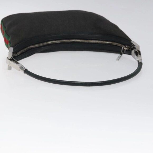 GUCCI Web Sherry Line Shoulder Bag Canvas Black Red Green - Picture 7 of 16